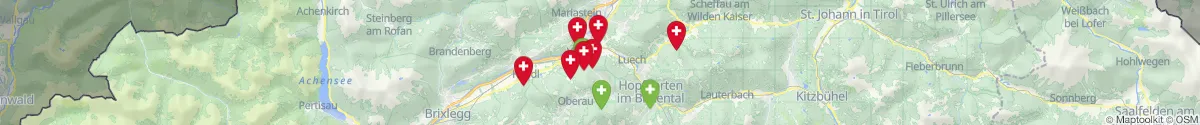 Kartenansicht für Apotheken-Notdienste in der Nähe von Wörgl (Kufstein, Tirol)